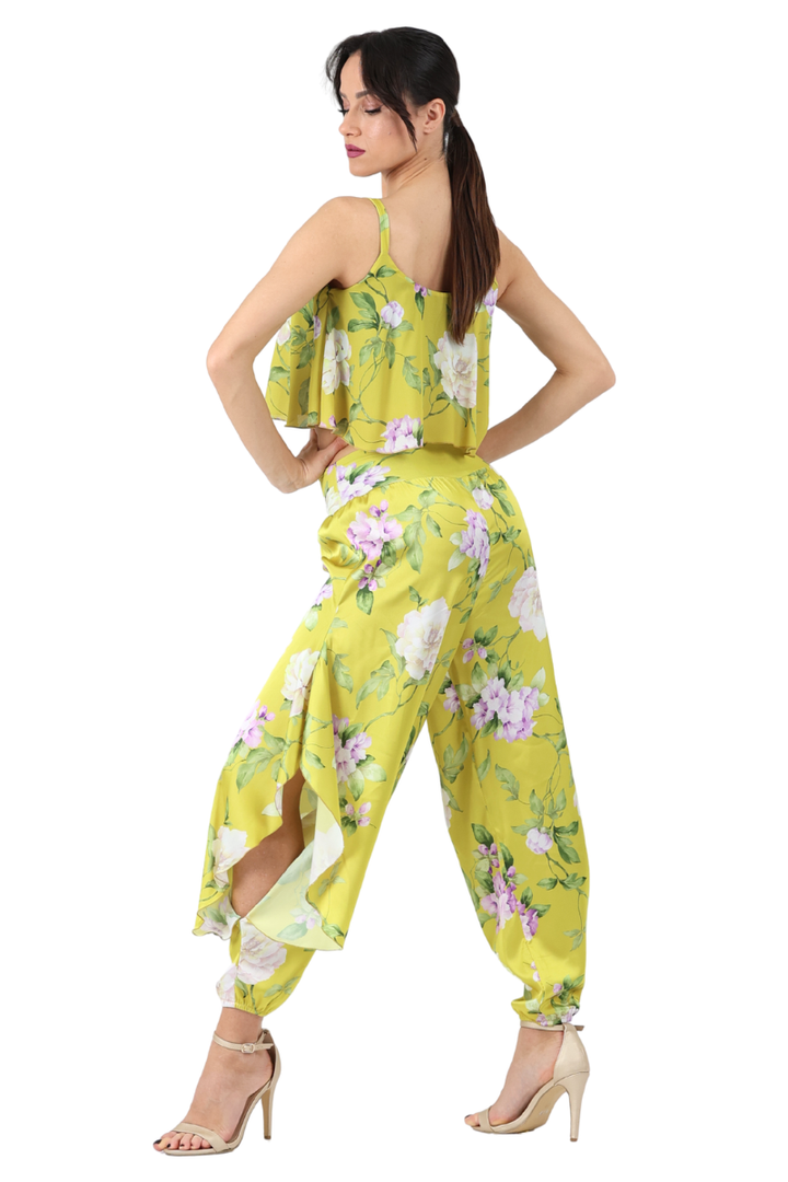 Floral Satin Floral Harem Style Tango Pants