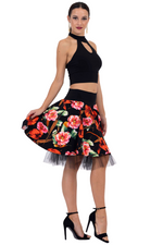 Load image into Gallery viewer, Floral &amp; Tulle Two-layer Rock &#39;n&#39; Roll Skirt