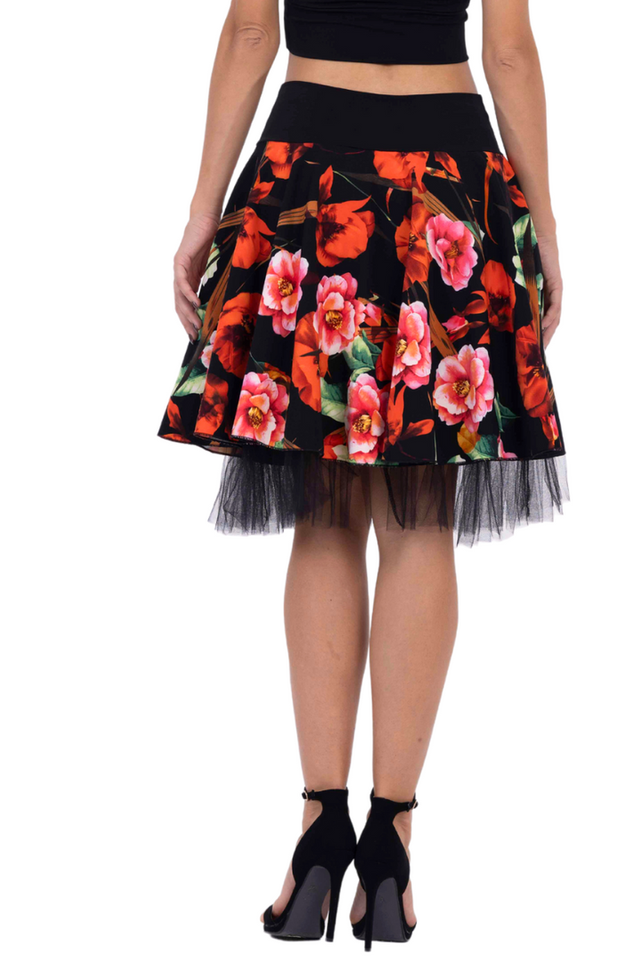 Floral & Tulle Two-layer Rock 'n' Roll Skirt