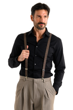 Load image into Gallery viewer, Floral checkered print Men&#39;s Adjustable Suspenders
