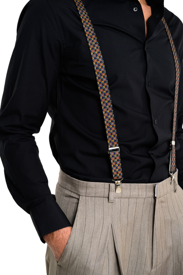 Floral checkered print Men's Adjustable Suspenders