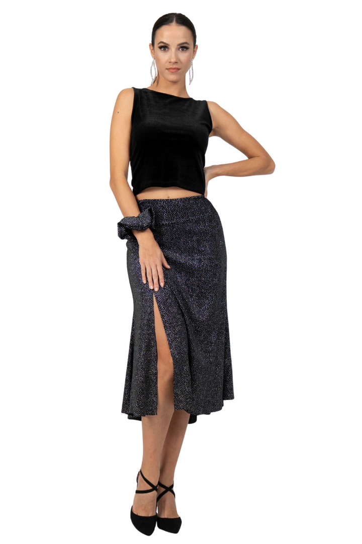 Flowing Sparkling Velvet Skirt With Tail