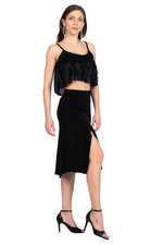 Load image into Gallery viewer, Flowy Tango Skirt With Side &amp; Back Slits
