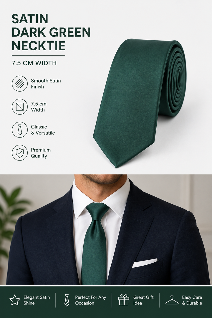 Forest Green Men's Satin Necktie