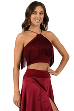 Load image into Gallery viewer, Halter Neck Top With Fringe Layer
