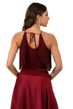 Load image into Gallery viewer, Halter Neck Top With Fringe Layer
