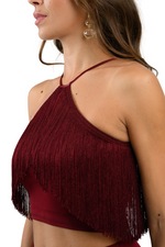 Load image into Gallery viewer, Halter Neck Top With Fringe Layer
