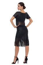 Load image into Gallery viewer, Fringed Faux Leather Striped Bodycon Skirt