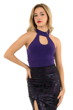 Load image into Gallery viewer, Front Keyhole With Open Back Halter Neck Top
