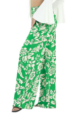 Load image into Gallery viewer, Green Floral Wide Leg Trousers
