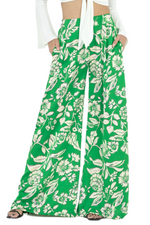 Load image into Gallery viewer, Green Floral Wide Leg Trousers
