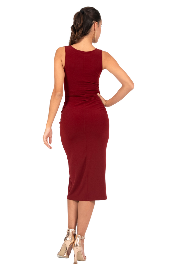Front Cutout Knot Detail Midi Dress With Slit | Tango Dance Dresses conDiva Front Cutout Knot Detail Midi Dress With Slit | Tango Dance Dresses conDiva