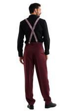 Load image into Gallery viewer, Fuchsia Paisley Print Men&#39;s Adjustable Suspenders
