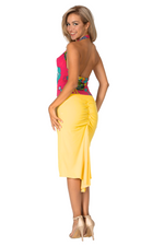 Load image into Gallery viewer, Fuchsia Vibrant Print Draped Halter Neck Dance Top
