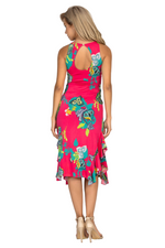 Load image into Gallery viewer, Fuchsia Vibrant Print Tango Dress With Side Ruffles
