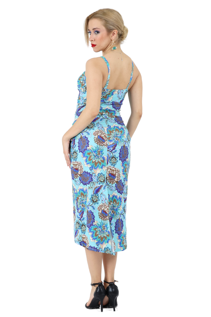 Garden Floral Print Wrap Effect Dress With Twist