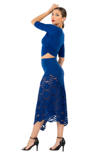 Load image into Gallery viewer, Asymmetric Tango Skirt With Lace Panel