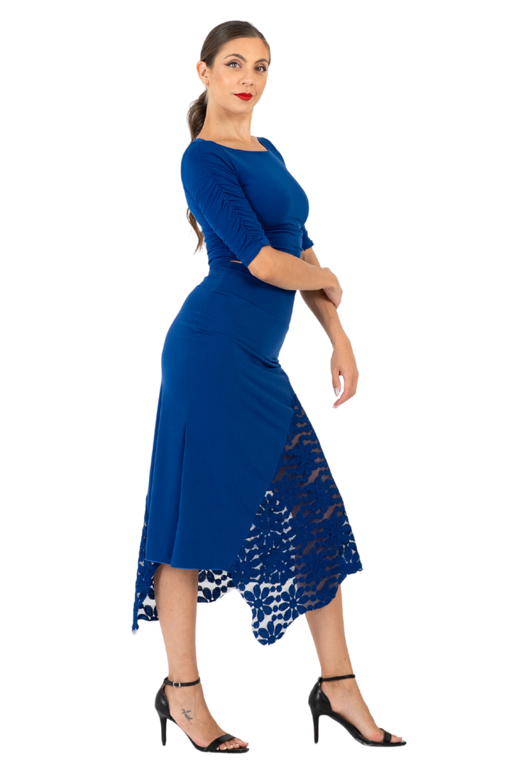Asymmetric Tango Skirt With Lace Panel
