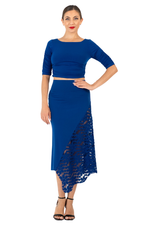 Load image into Gallery viewer, Asymmetric Tango Skirt With Lace Panel