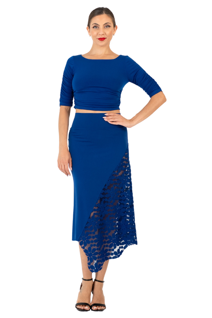 Asymmetric Tango Skirt With Lace Panel