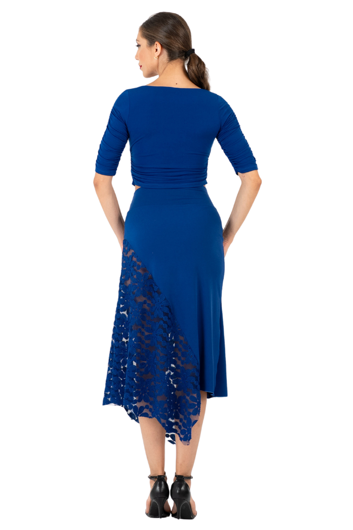 Asymmetric Tango Skirt With Lace Panel