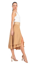 Load image into Gallery viewer, Tan Two-layer Satin Dance Skirt
