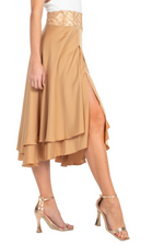 Load image into Gallery viewer, Gold Two-layer Satin Dance Skirt
