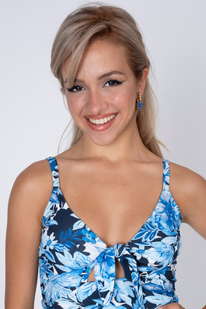 Gold Clip-On Hoop Earrings With Charm Blue Moon