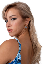 Load image into Gallery viewer, Gold Clip On Hoop Earrings With Charm Blue Moon