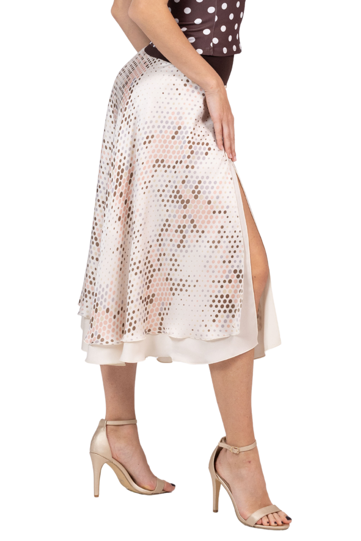 Gradient Dot Two-Layer Satin Dance Skirt