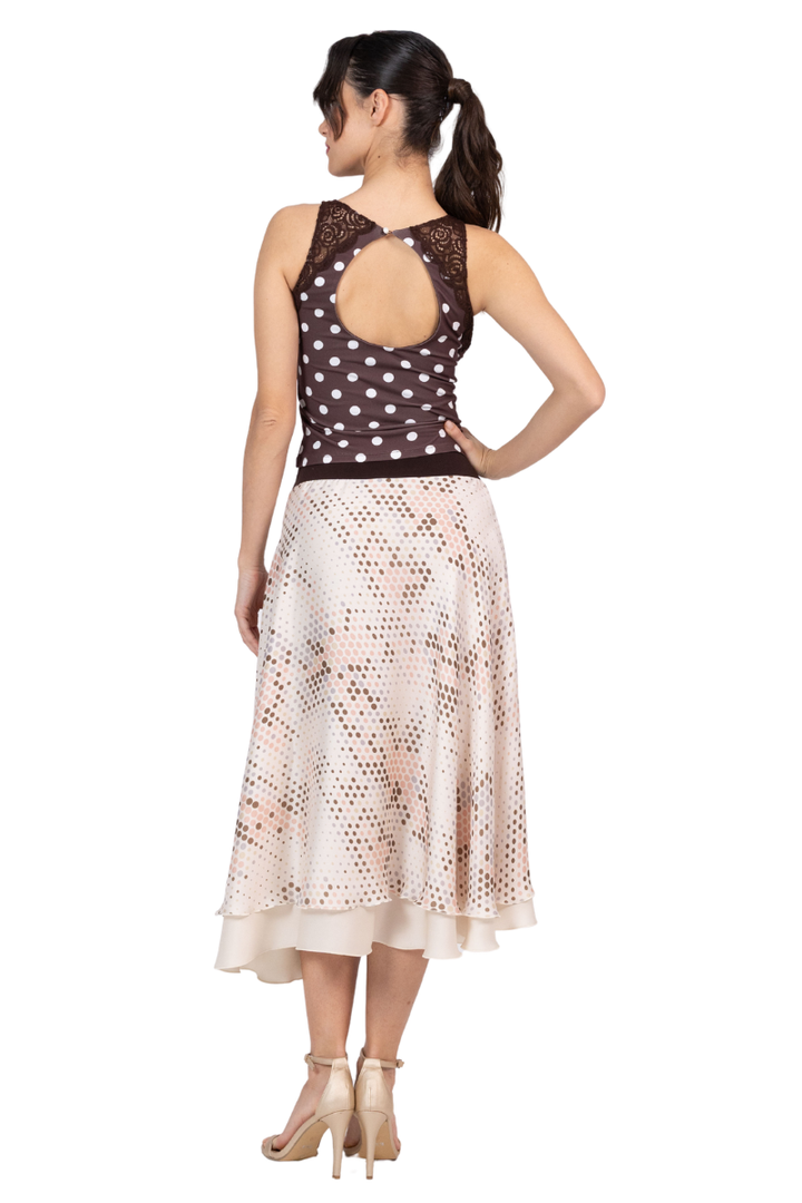 Gradient Dot Two-Layer Satin Dance Skirt