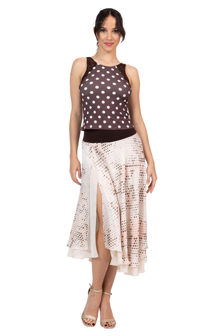 Gradient Dot Two-Layer Satin Dance Skirt