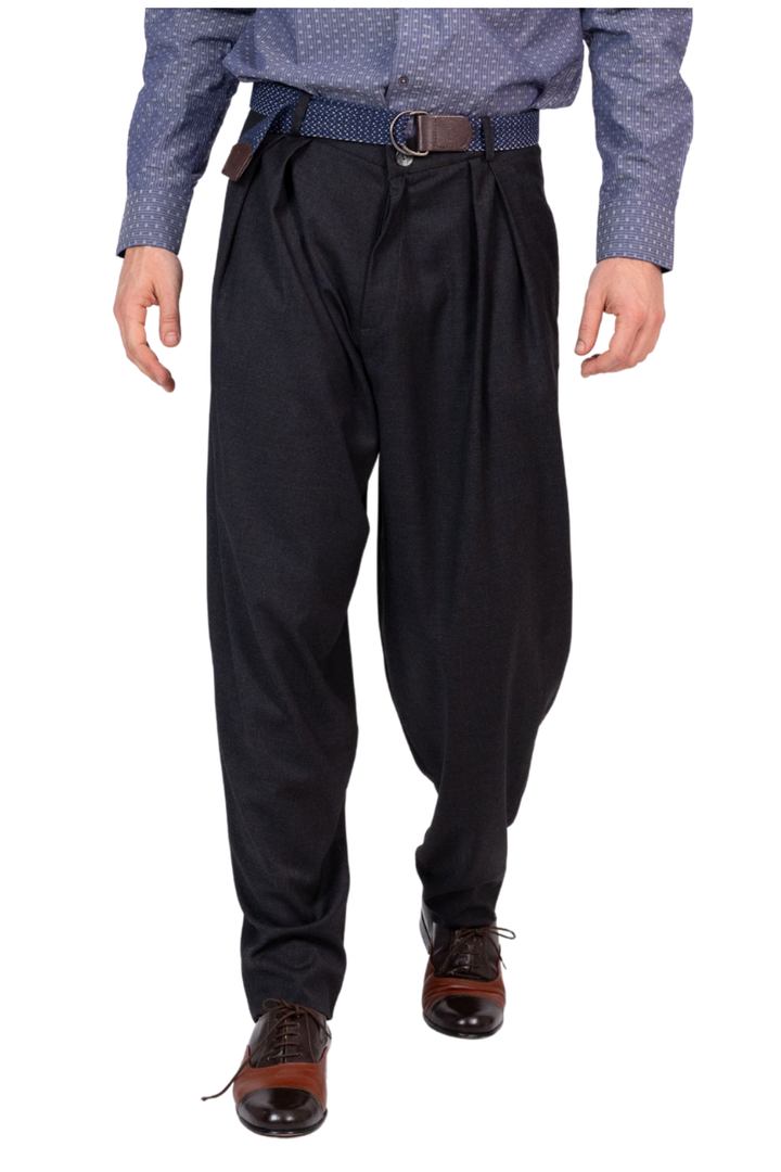 Graphite Tango Pants With Two Inverted Pleats