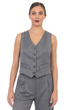 Load image into Gallery viewer, Gray Pinstripe Women&#39;s Suit Vest