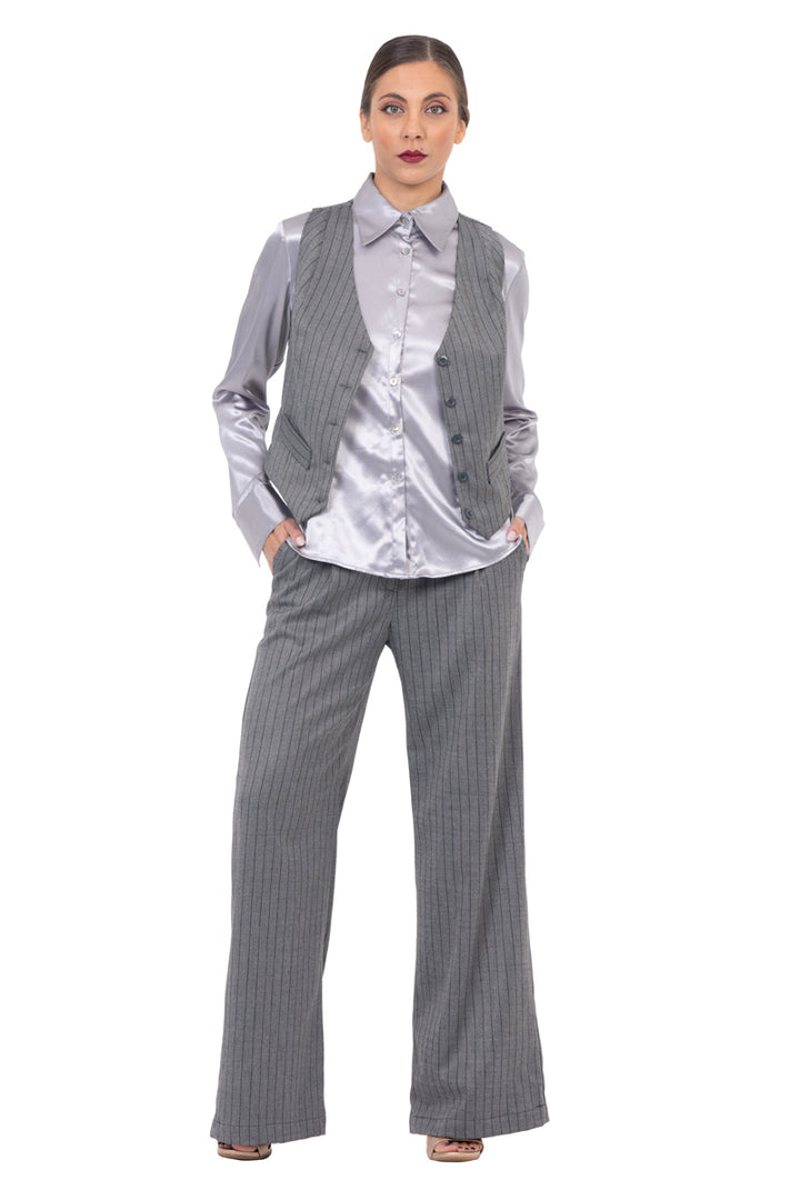 Gray Pinstripe Women's Suit Vest