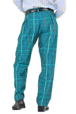 Load image into Gallery viewer, Green Checkered Pants With Front And Back Pleat
