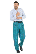 Load image into Gallery viewer, Green Checkered Pants With Front And Back Pleat
