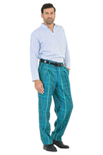 Load image into Gallery viewer, Green Checkered Pants With Front And Back Pleat
