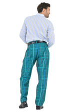 Load image into Gallery viewer, Green Checkered Pants With Front And Back Pleat
