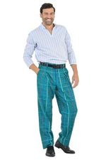 Load image into Gallery viewer, Green Checkered Pants With Front And Back Pleat
