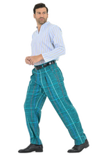 Load image into Gallery viewer, Green Checkered Pants With Front And Back Pleat
