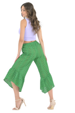 Load image into Gallery viewer, Green Eyelet Embroidery Capri Pants
