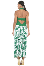 Load image into Gallery viewer, Green Floral Open Back Dress
