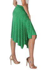 Load image into Gallery viewer, Green Polka Dot Skirt With Side Draping
