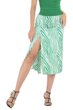 Load image into Gallery viewer, Green Zebra Print Skirt With Back Movement
