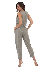 Load image into Gallery viewer, Greige Plaid Women&#39;s Tailored Trousers
