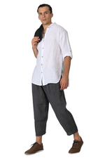 Load image into Gallery viewer, Grey Casual Linen Cropped Pants
