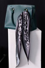 Load image into Gallery viewer, Grey Leopard Print Satin Diamond Scarf