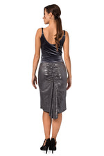 Load image into Gallery viewer, Grey Paillette Fishtail Skirt With Velvet Waistband
