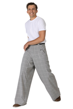 Load image into Gallery viewer, Grey Plaid Men&#39;s Tango Pants With Button Pocket Details
